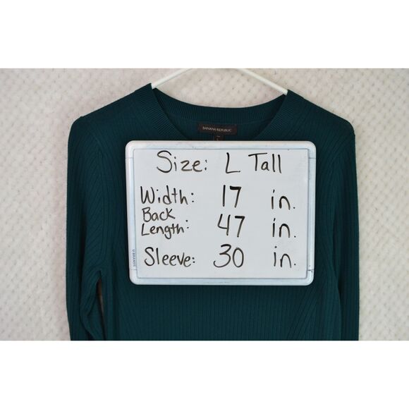 Banana Republic Women's Large Tall Dark Green Rib Knit Long Sleeve Sweater Dress - Picture 8 of 12